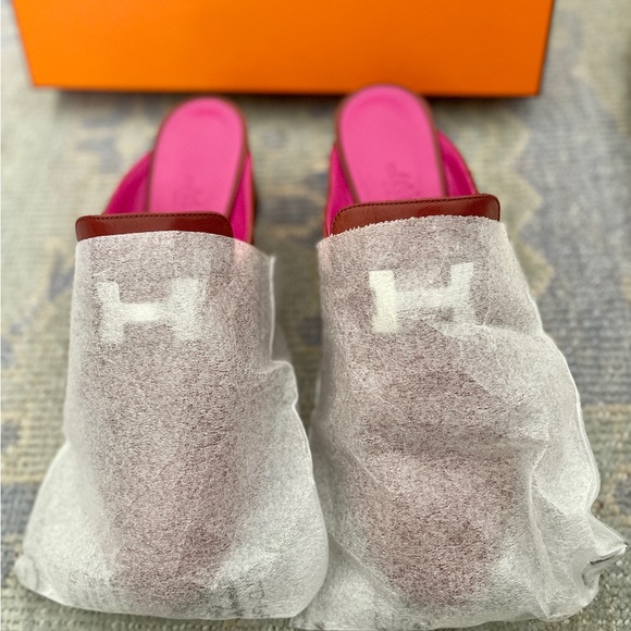 ❤️ HERMES TUILERIES MULE SLIP ON FRINGE LOAFER HEELS 37 DESIGNER MULES ITALY - Picture 11 of 15